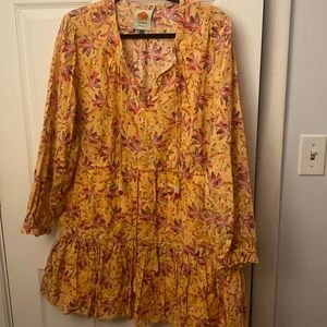 Farm Rio cinched dress with beaded tassels